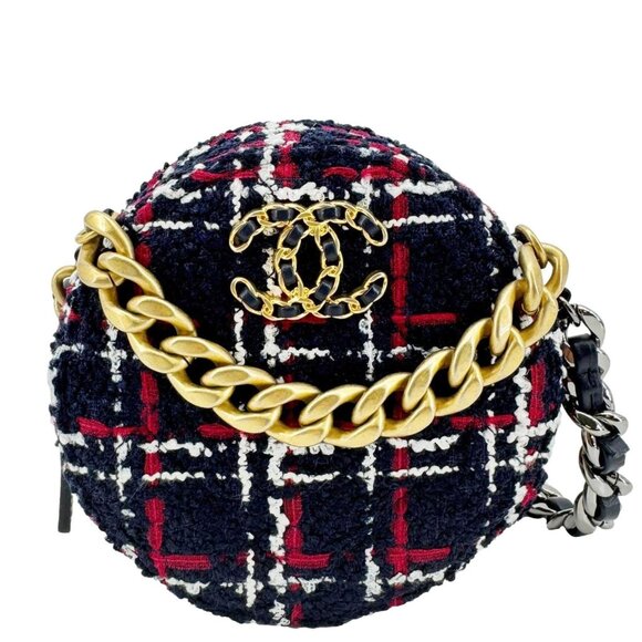 Chanel  19 Round Tweed Chain Crossbody Bag Multicolor - Picture 1 of 13